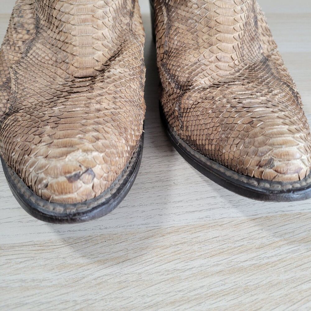 Abilene Mens Snake Skin Boots Size 9.5 D Leather Cowboy Western 6122 USA Vtg - Picture 4 of 10